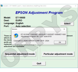 Epson ET-16150, ET-16650, ET-16650U, ET-16655, ET-16680, ET-16685 Adjustment Program