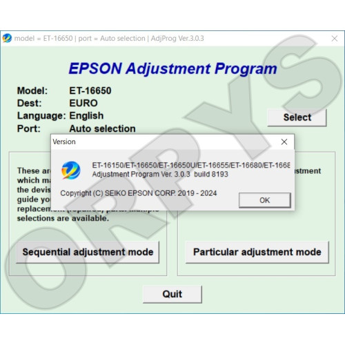 Epson ET-16150, ET-16650, ET-16650U, ET-16655, ET-16680, ET-16685 Adjustment Program