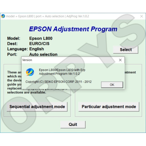 Epson L800 Adjustment Program